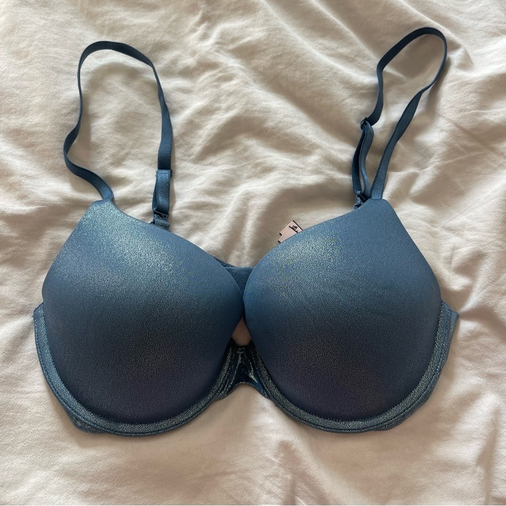 VICTORIA’s SECRET PERFECT SHAPE BLUE SHIMMER BRA SIZE 34C